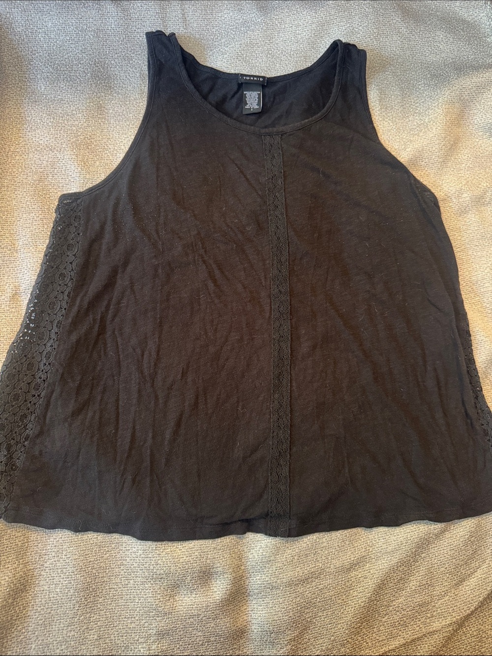 Torrid Black Lace-Panel Sleeveless Tank